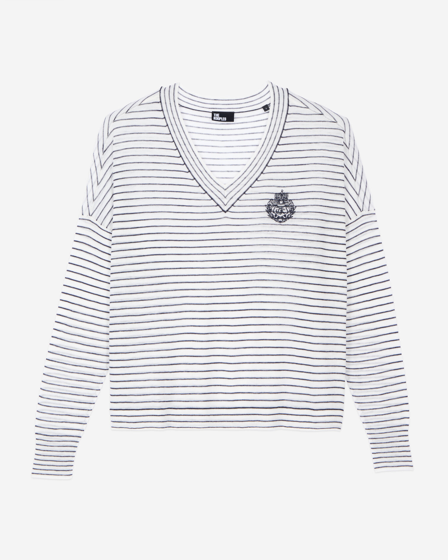 Blazon wool and cashmere striped sweater, WHITE / BLUE, hi-res image number null