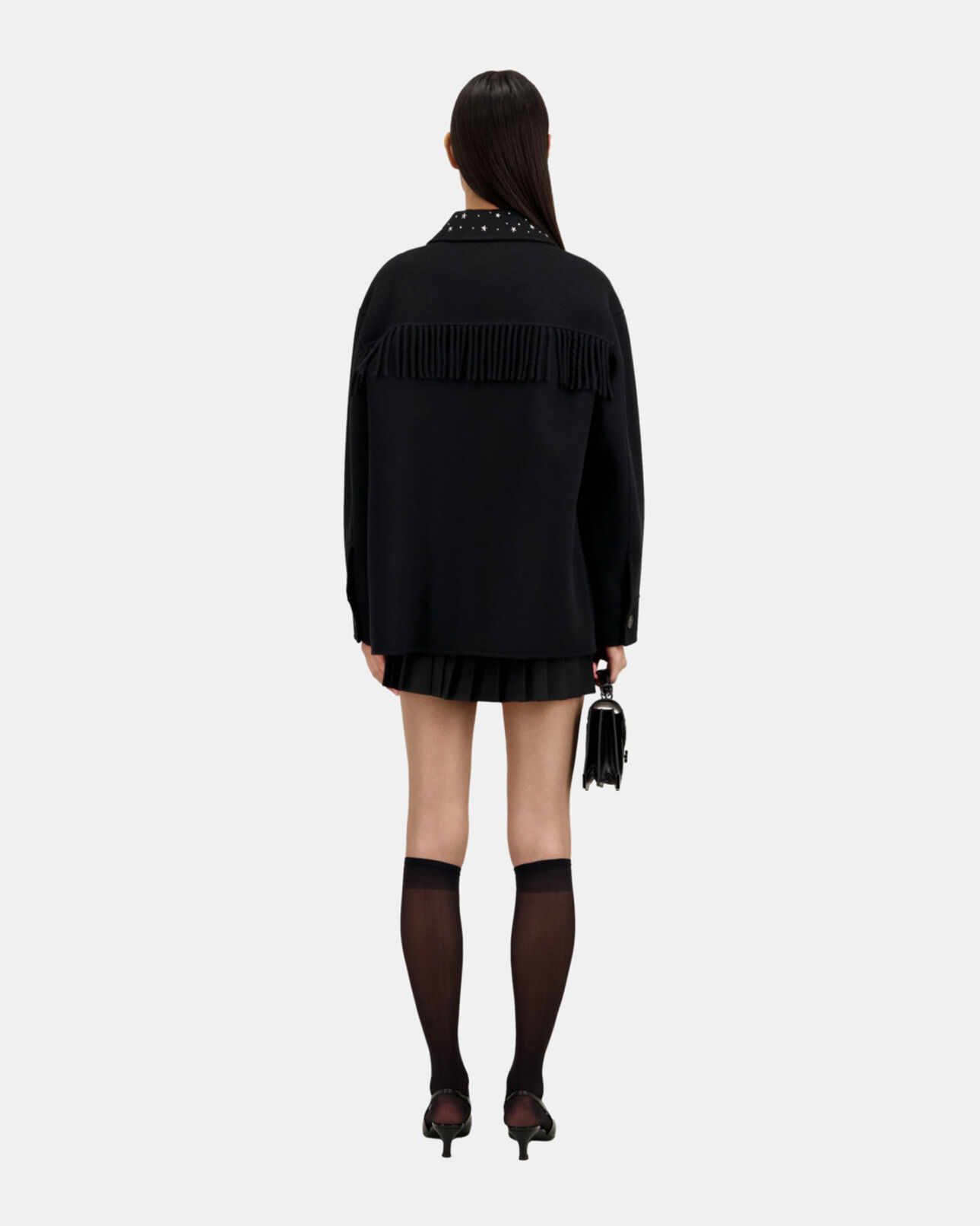 The Kooples FEMME BLACK veste type surchemise noire avec étoiles