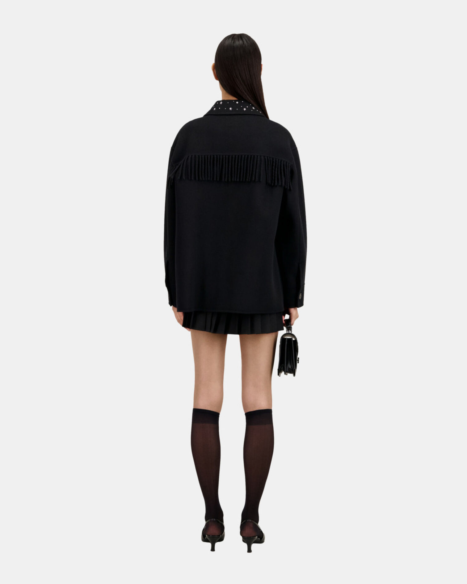 Veste type surchemise noire avec étoiles, BLACK, hi-res image number null