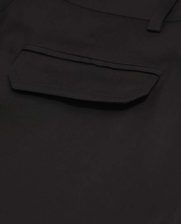 pantalon noir tencel style militaire