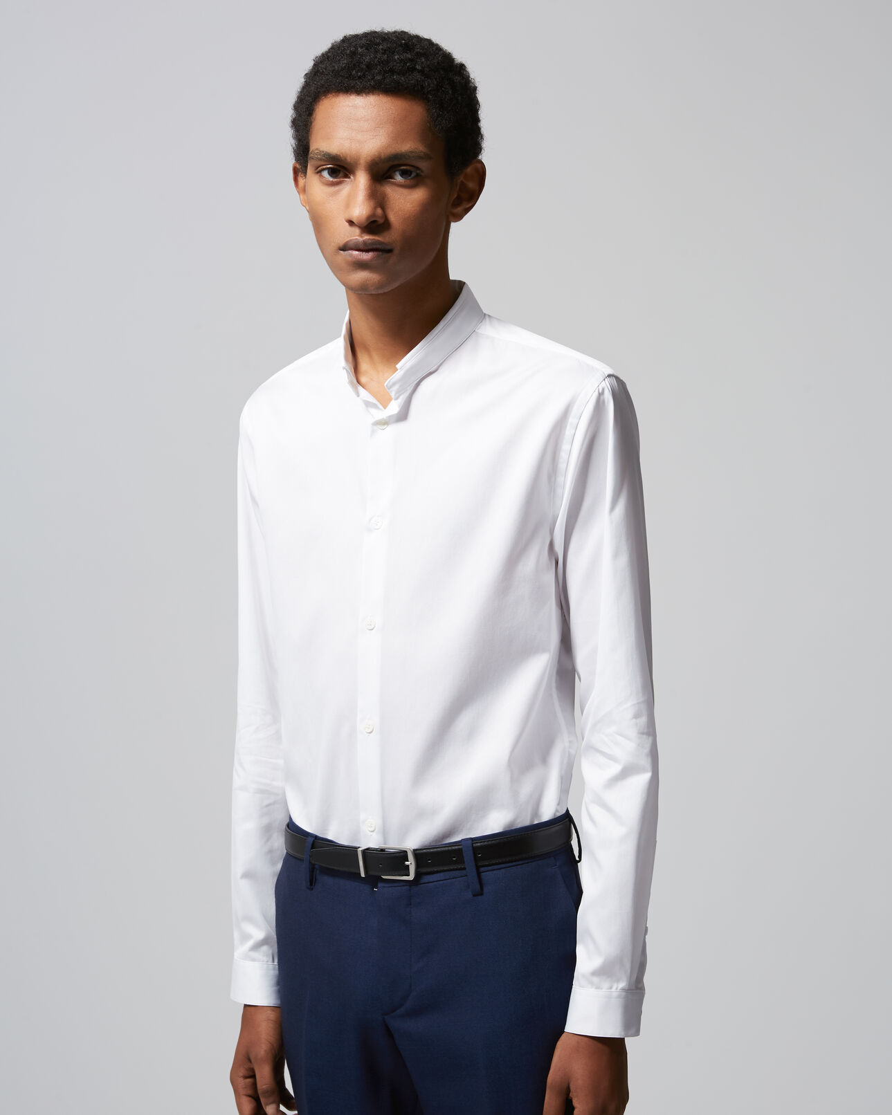 The Kooples HOMBRE WHITE camisa blanca cuello mao algodón