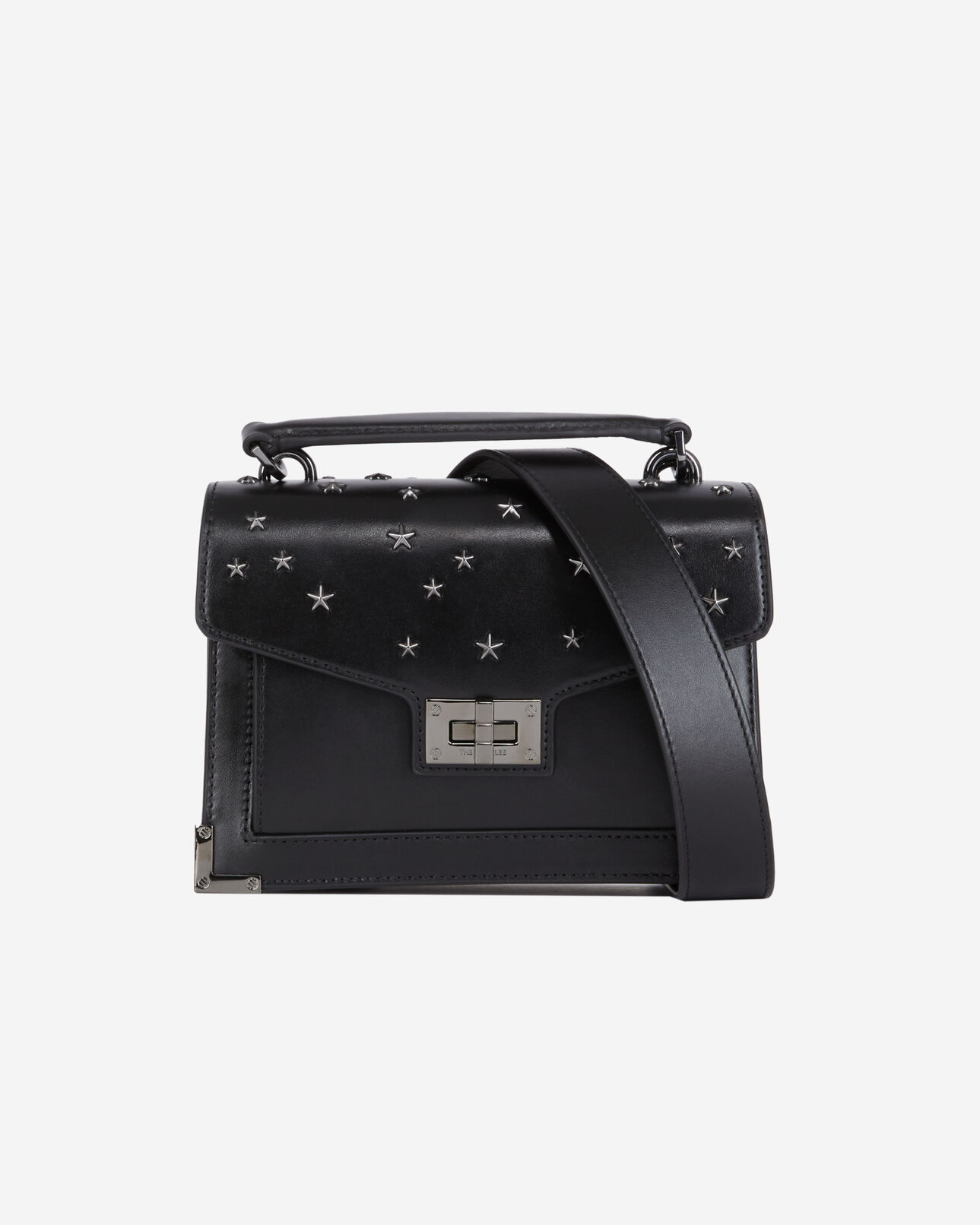 The Kooples WOMEN BLACK small emily bag in black leather with stars
