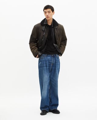 The Kooples HOMME BLACK doudoune avec col sherpa marron d&eacute;lav&eacute;