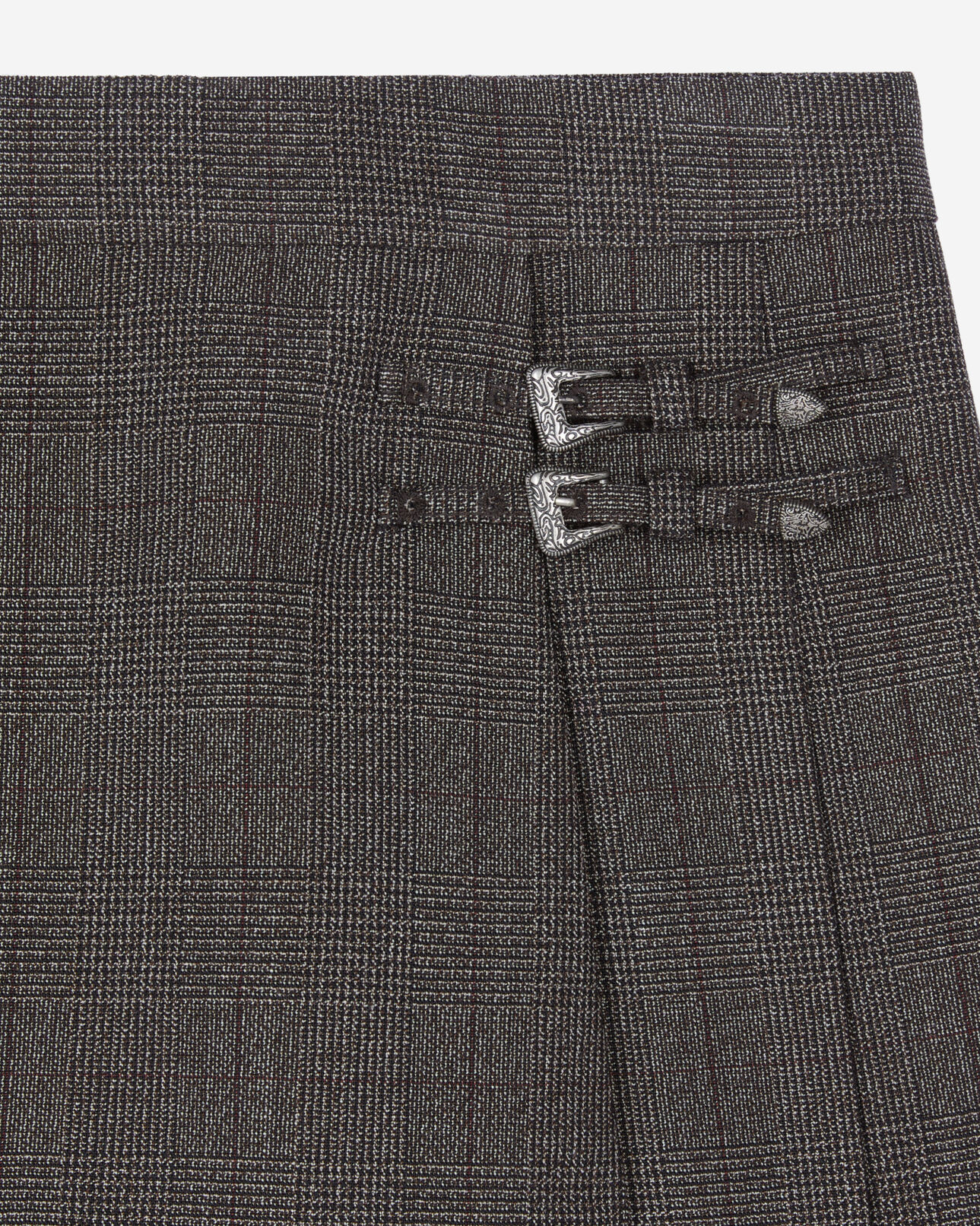 The Kooples WOMEN BROWN short prince of wales skirt in brown wool