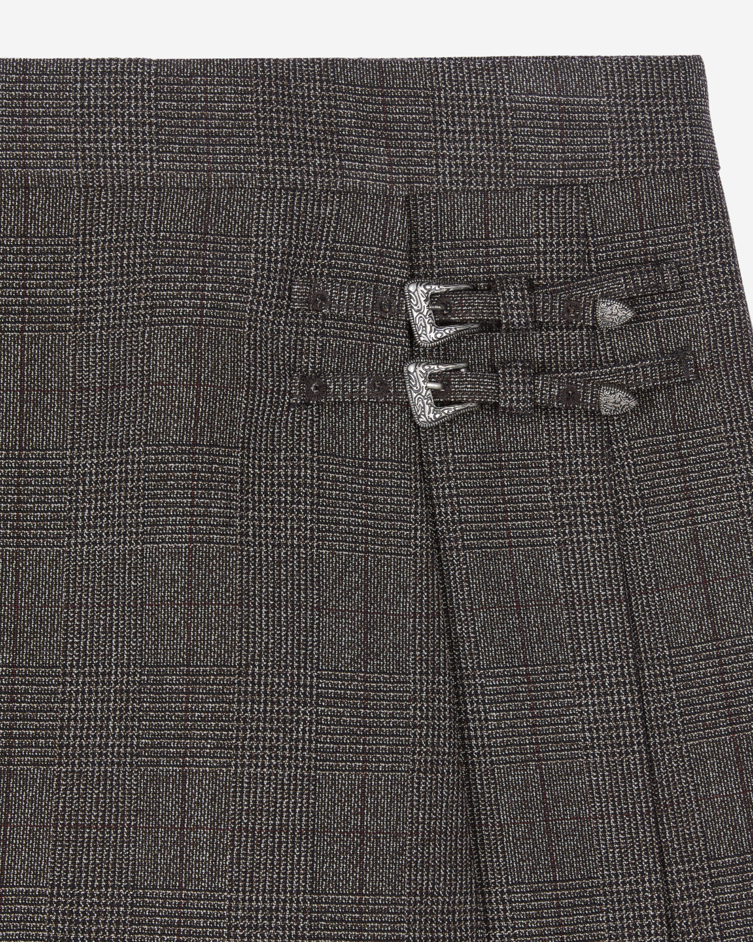 Short Prince of Wales skirt in brown wool, BROWN, hi-res image number null