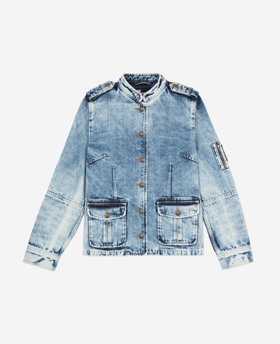The Kooples WOMEN BABY BLUE officer-style jacket in denim