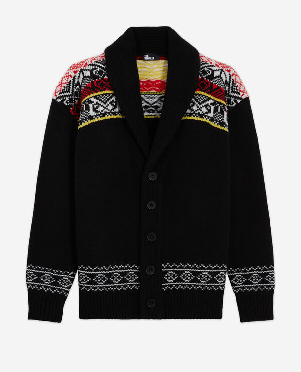 patterned wool cardigan