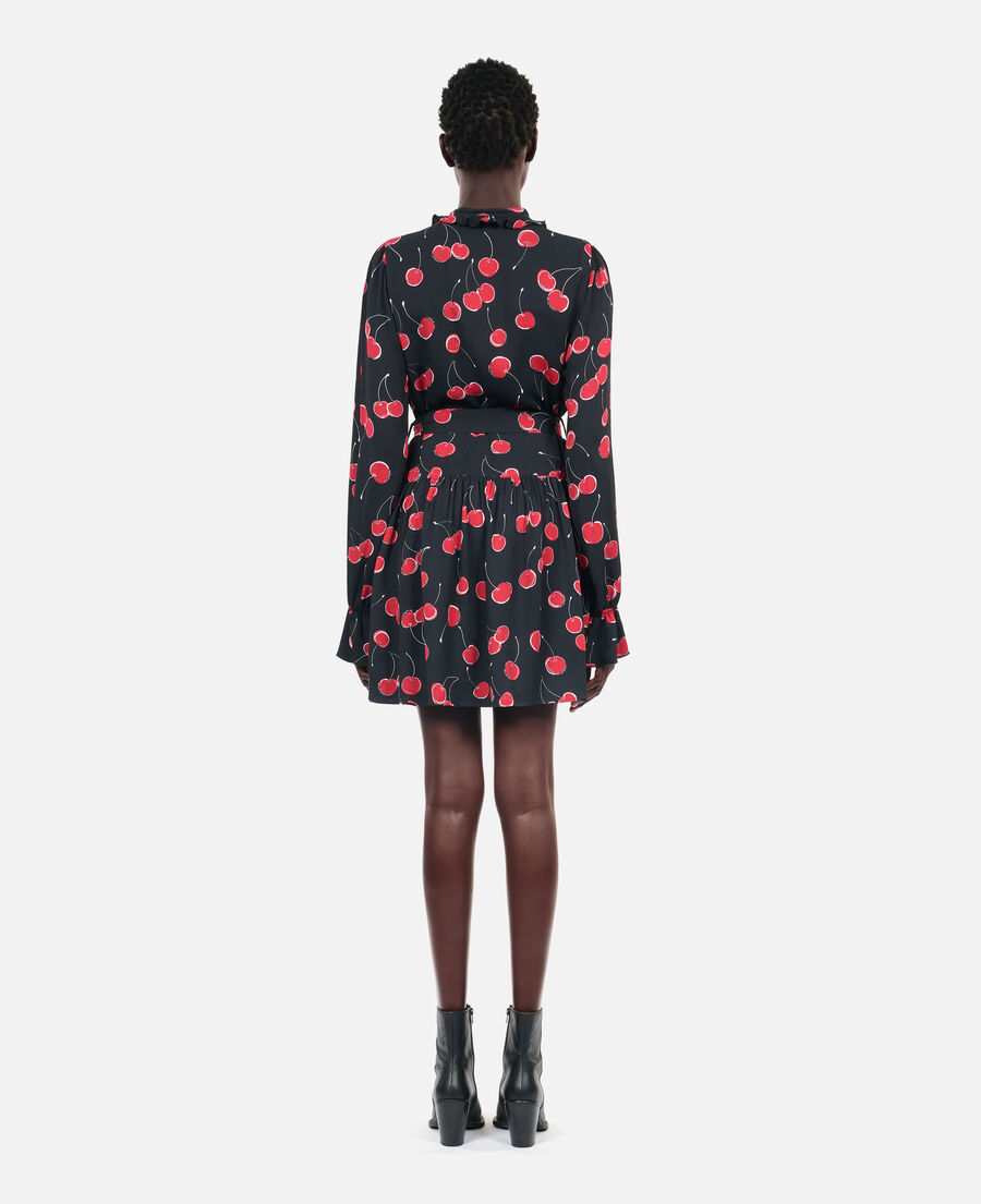 The Kooples MUJER BLACK - RED vestido corto con estampado de cerezas