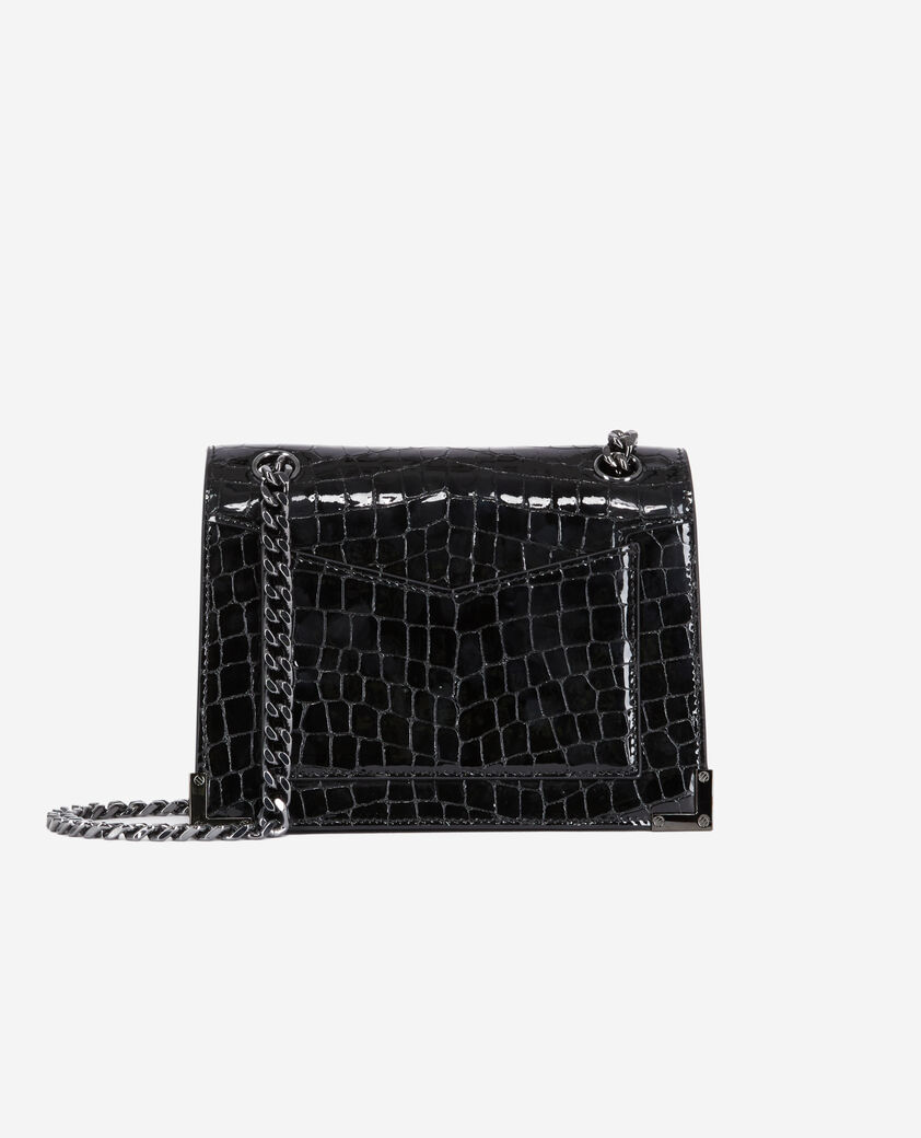 The Kooples WOMEN BLACK emily chain bag in black crocodile-effect leather
