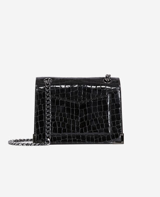 The Kooples WOMEN BLACK emily chain bag in black crocodile-effect leather