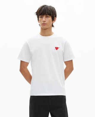 The Kooples HERREN WHITE t-shirt mit wei&szlig;er herzbeflockung