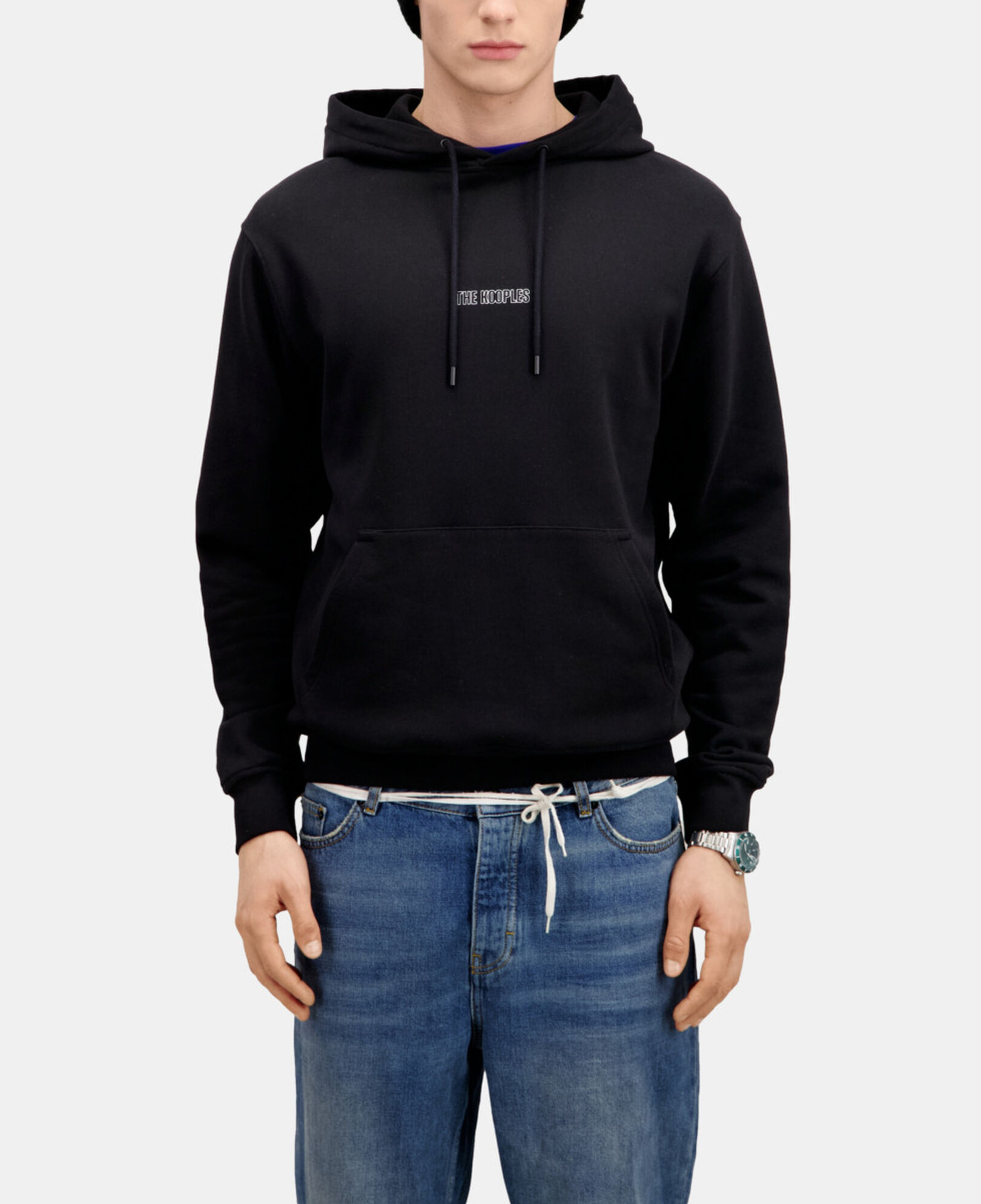 The Kooples MEN BLACK men's black hoodie with logo