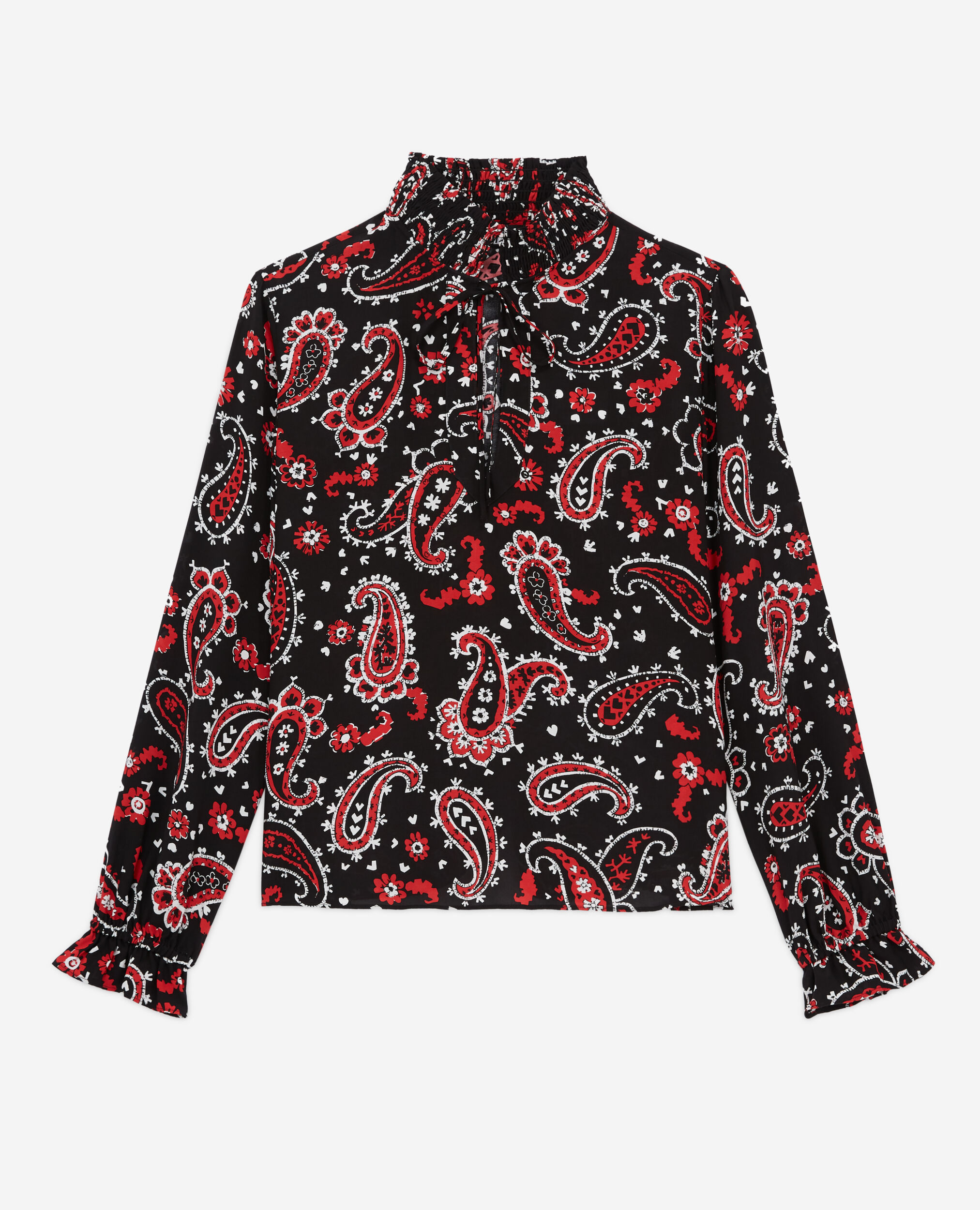 Bluse mit Print, BLACK - RED, hi-res image number null