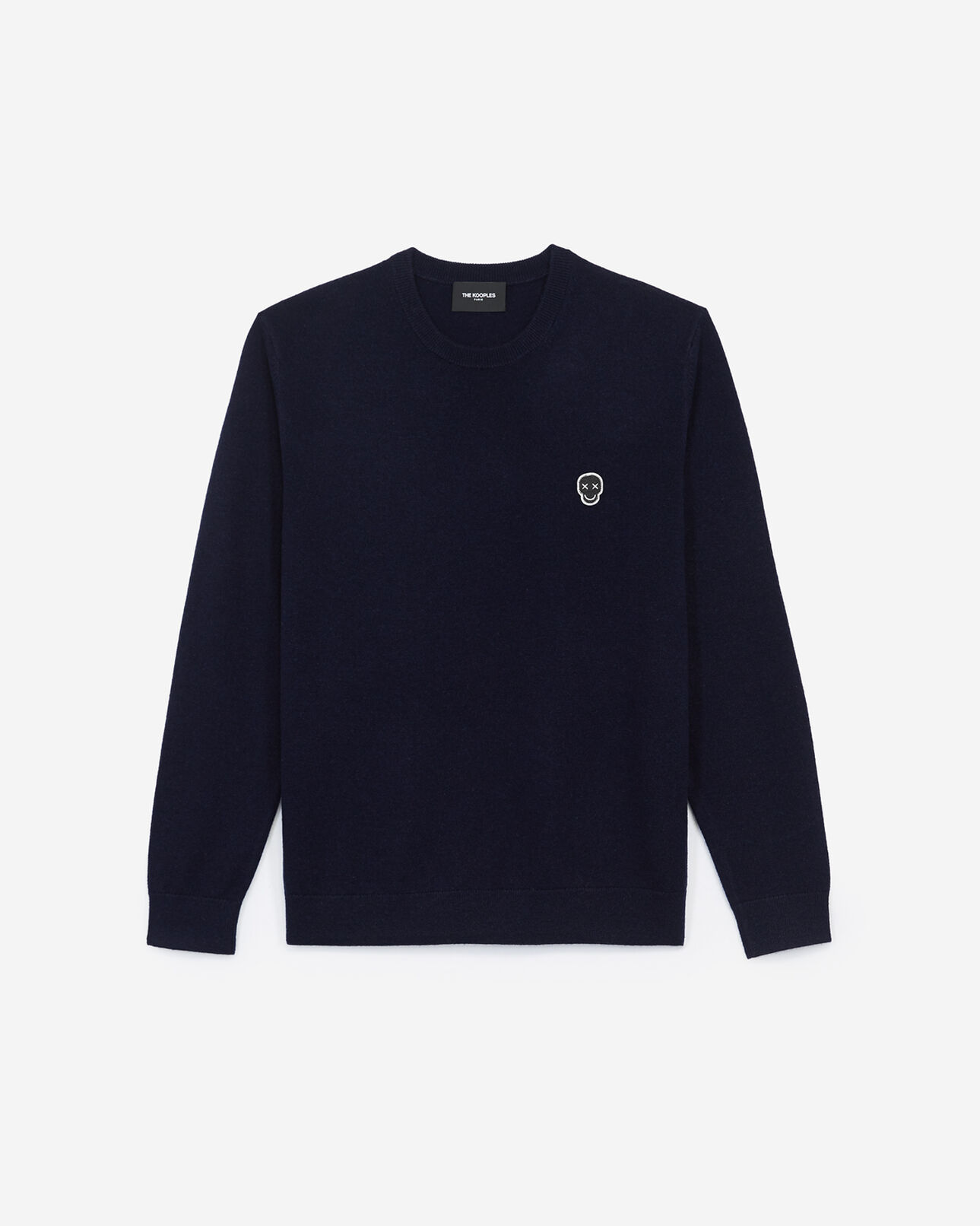 The Kooples HOMME DARK NAVY pull cachemire bleu col rond