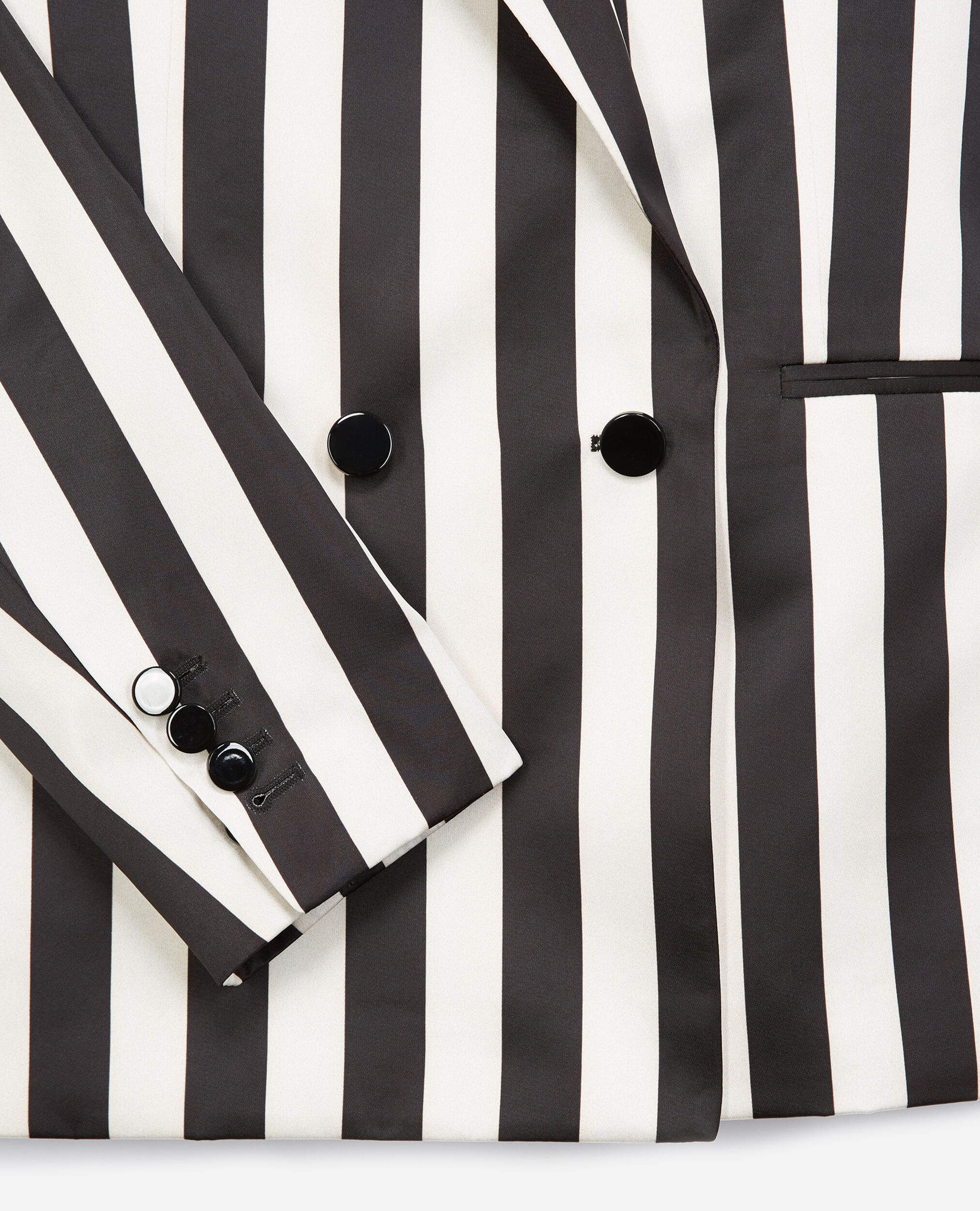 Satin jacket with black stripes, BLACK WHITE, hi-res image number null