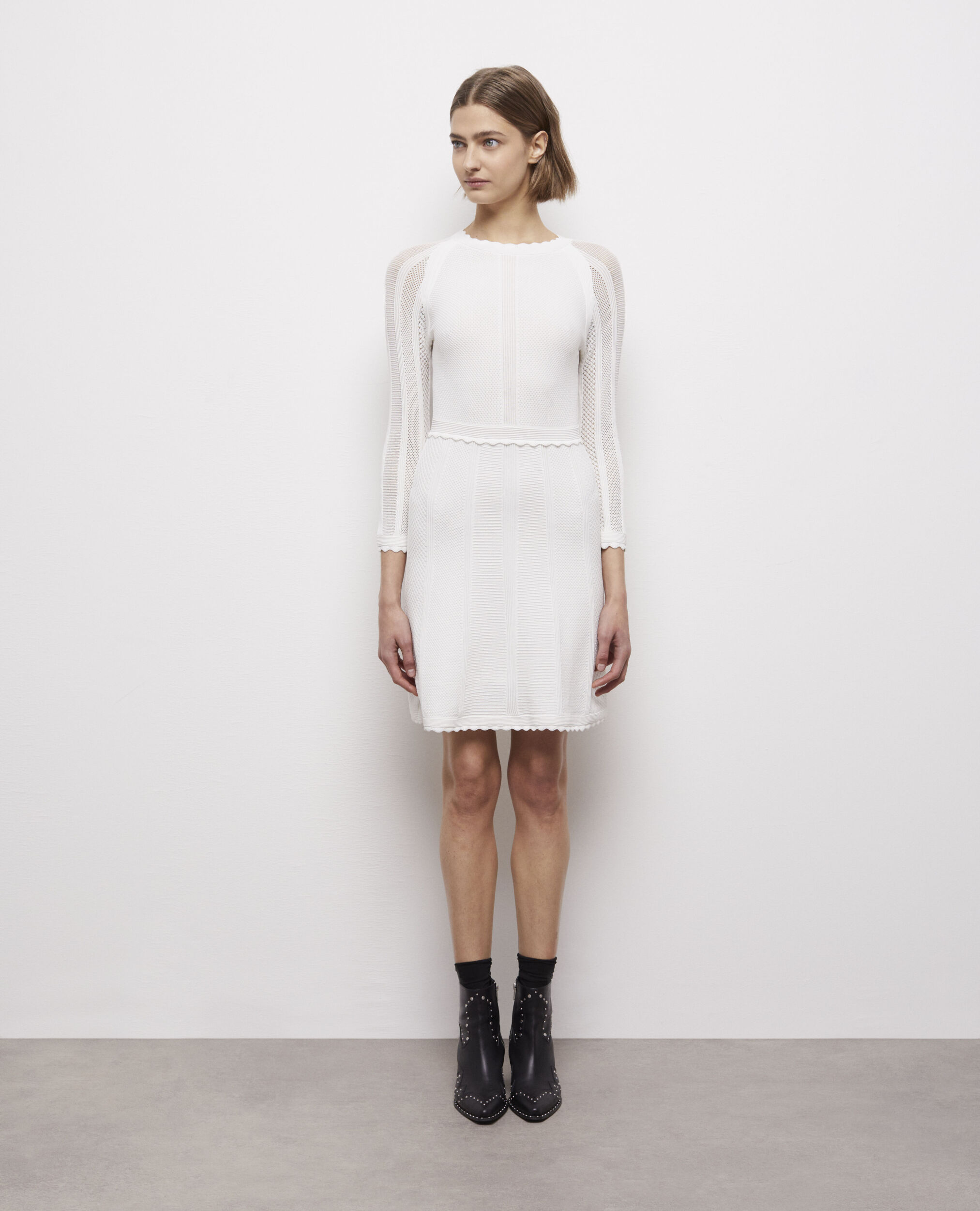 Short white knit dress, WHITE, hi-res image number null