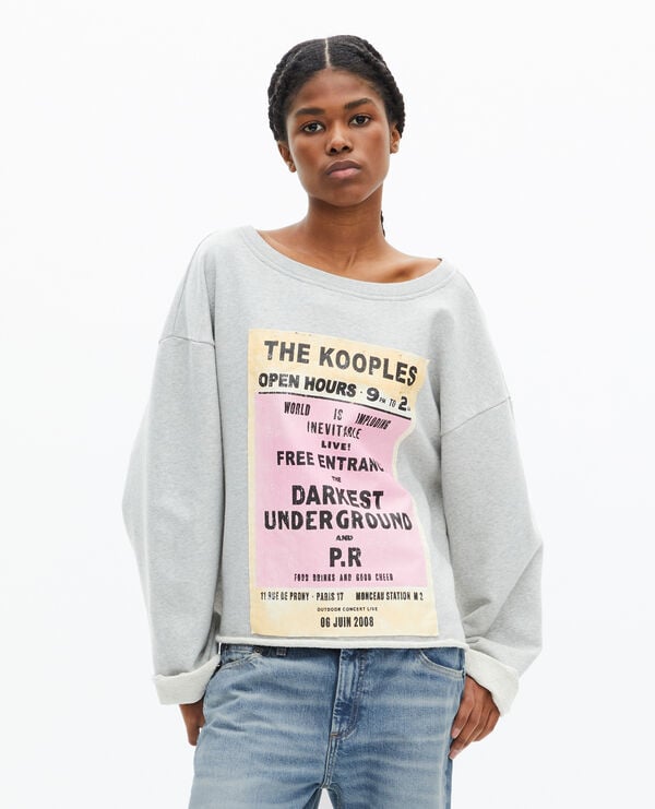 The Kooples WOMEN GREY MELANGE sweatshirt with gray screen print