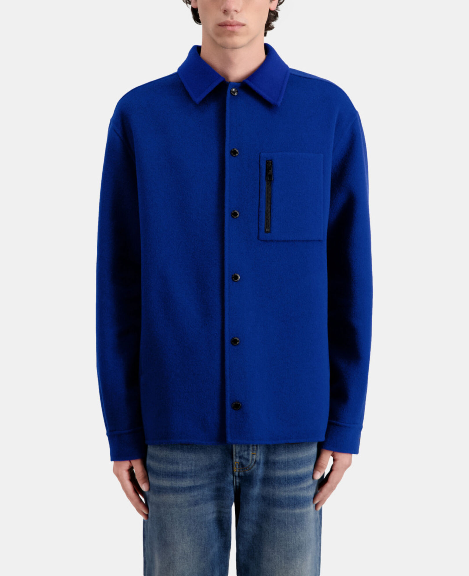 The Kooples HOMBRE ROYAL BLUE - DARK NAVY chaqueta tipo sobrecamisa azul mezcla lana
