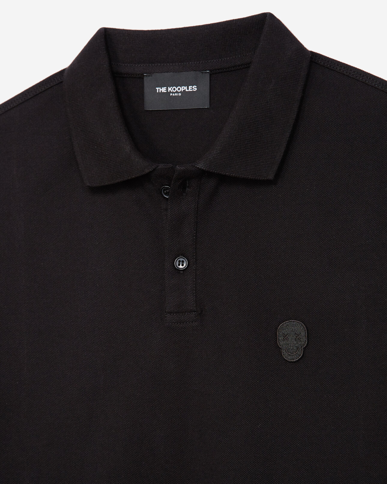 The Kooples HOMME BLACK polo noir col classique à détail brodé