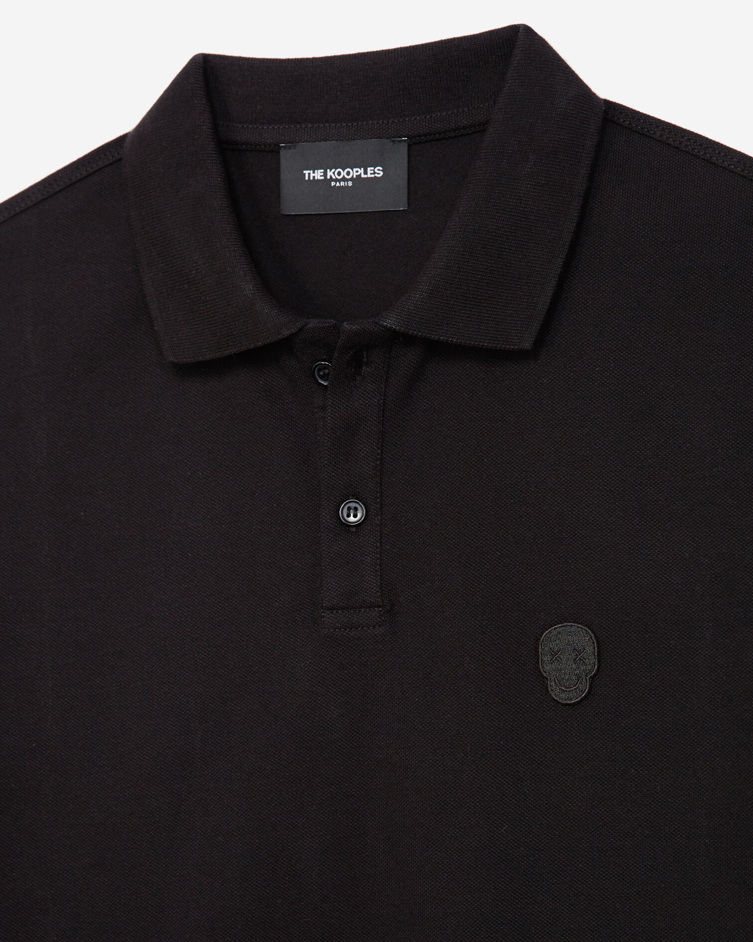 Polo noir col classique à détail brodé, BLACK, hi-res image number null