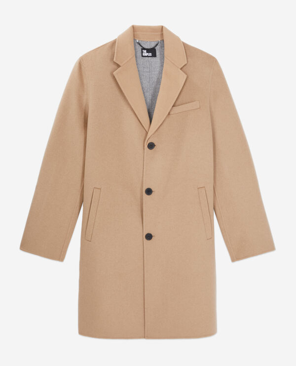 long beige wool blend coat
