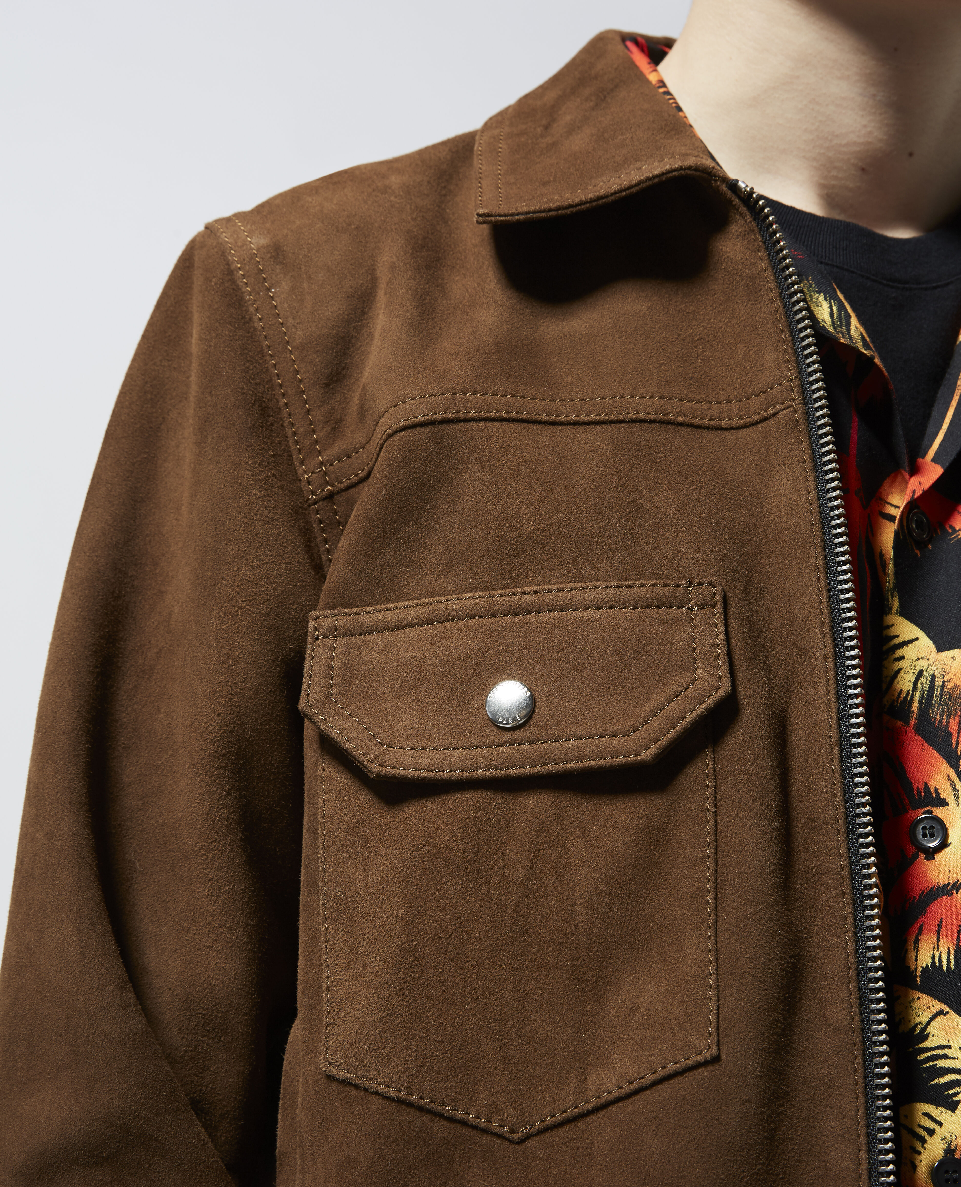 Brown suede effect winter leather jacket The Kooples