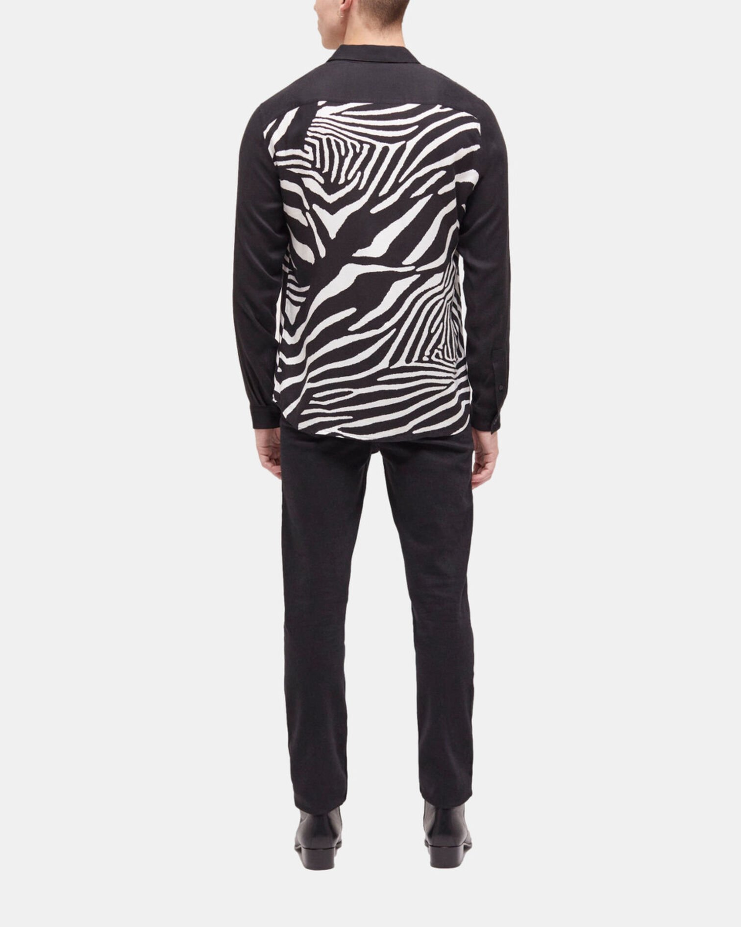 Chemise col classique imprimée, BLACK WHITE, hi-res image number null