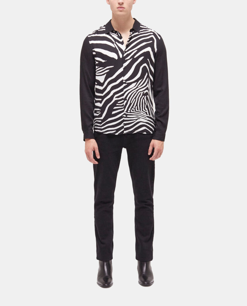 The Kooples HERREN BLACK WHITE hemd mit klassischem kragen und print