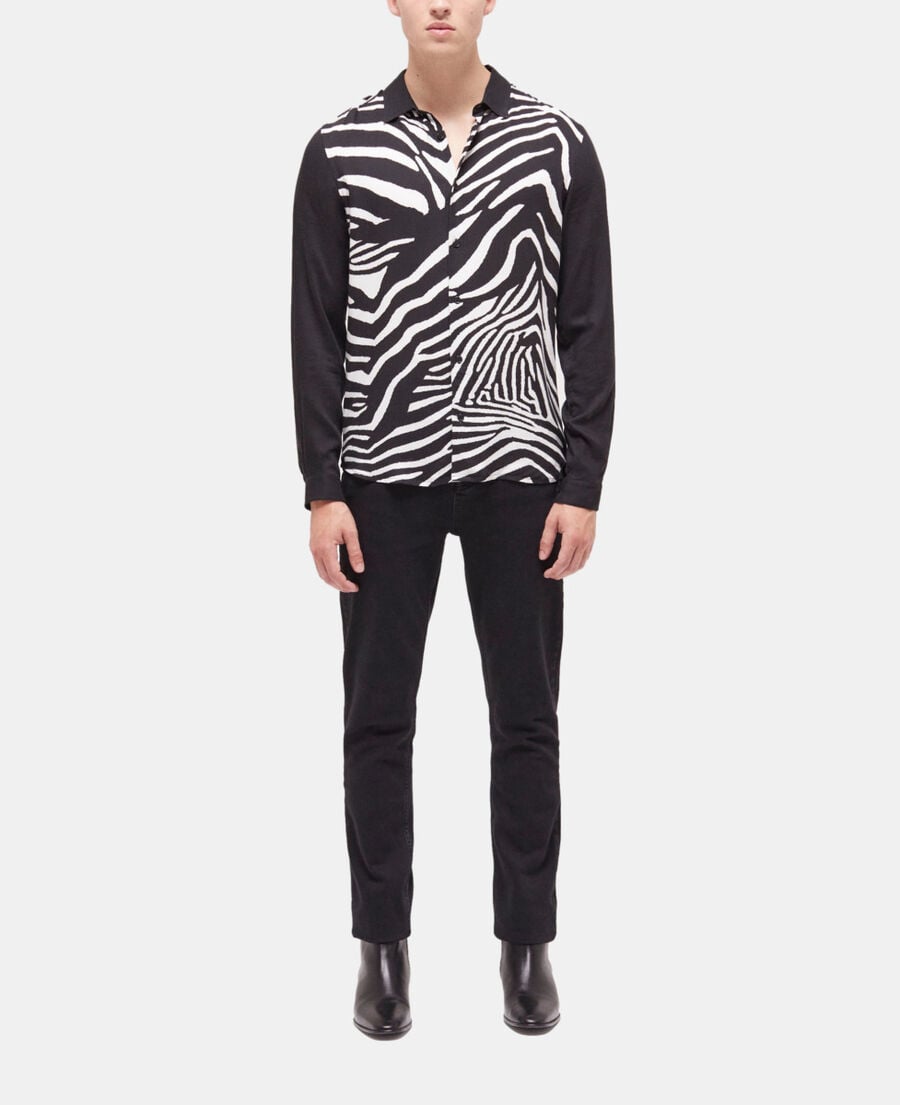 The Kooples HOMME BLACK WHITE chemise col classique imprimée