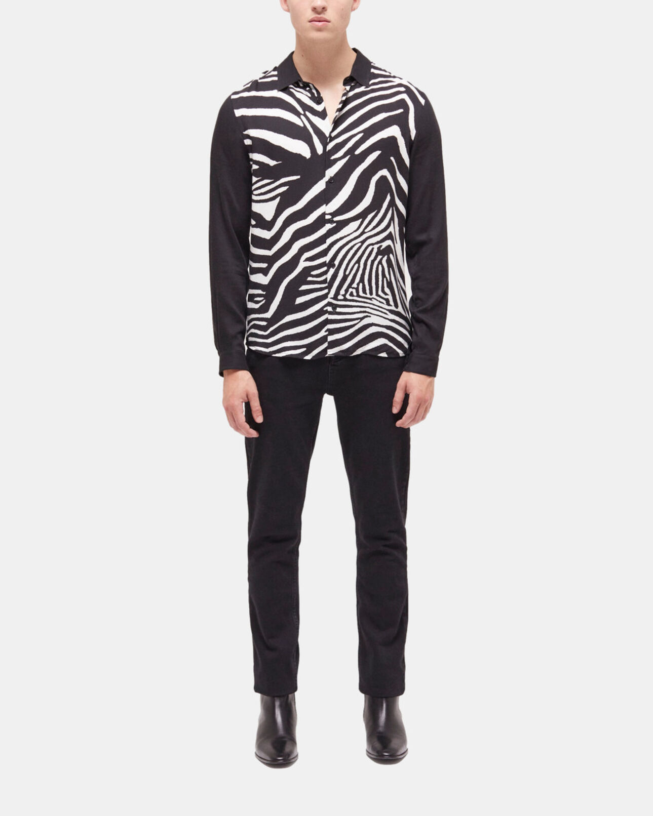 The Kooples HERREN BLACK WHITE hemd mit klassischem kragen und print