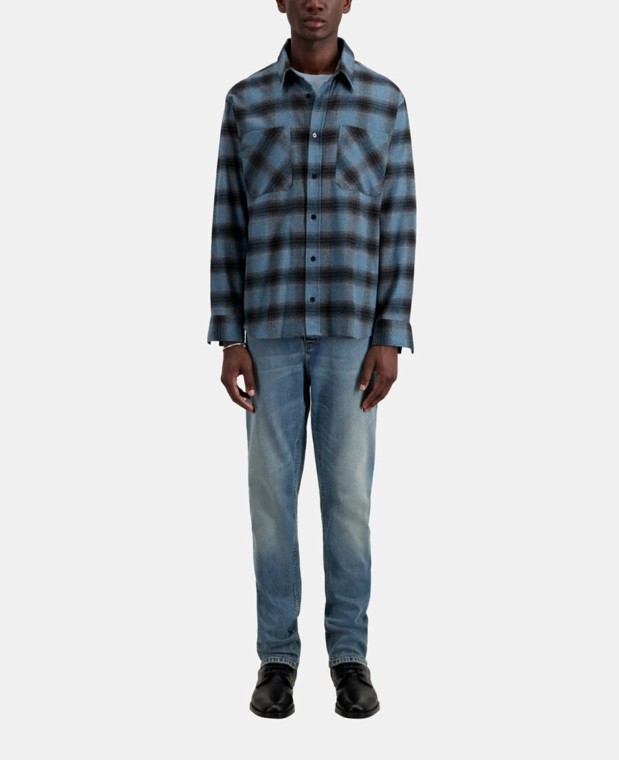 blue checkered shirt