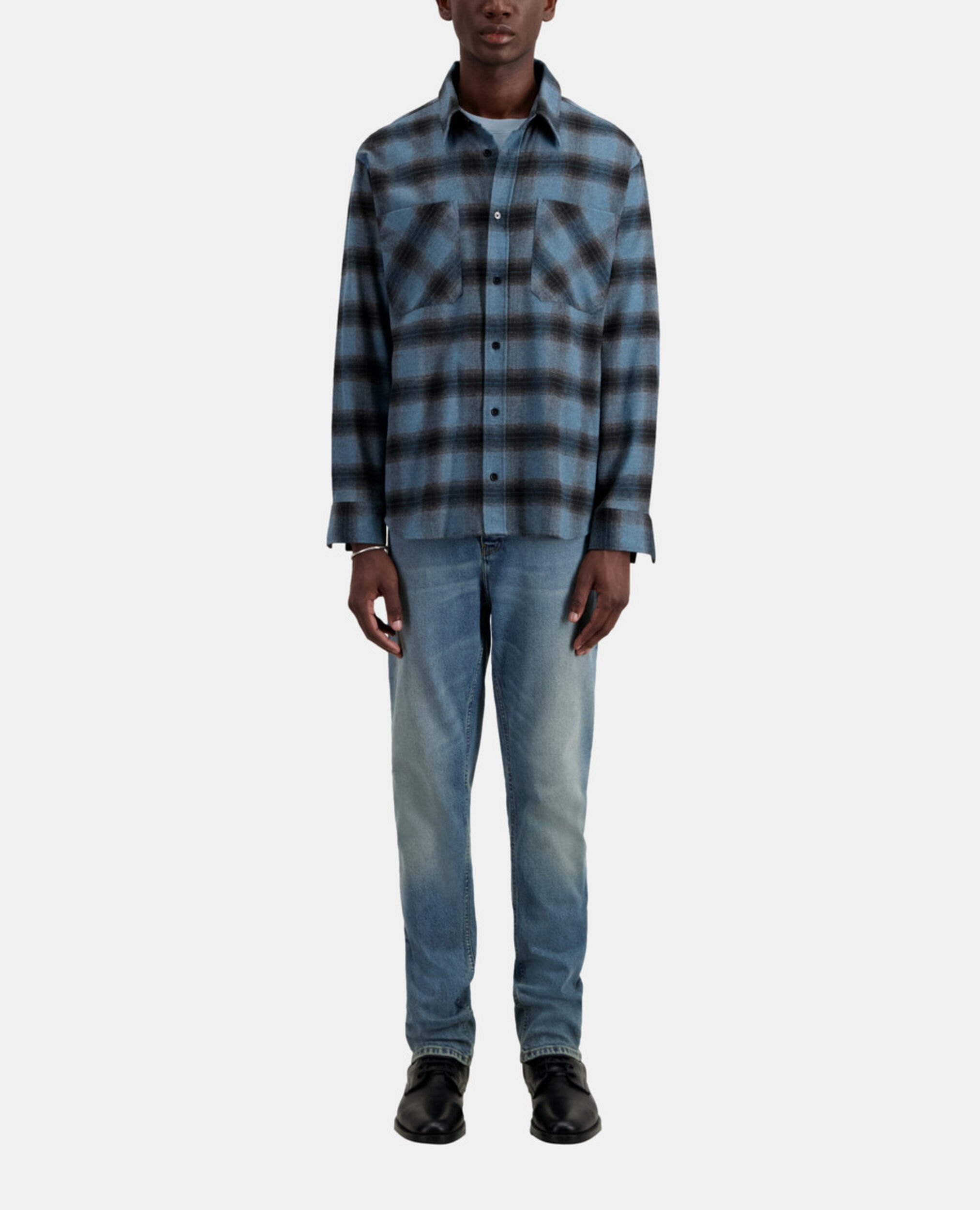 Blue checkered shirt, ELECTRIC BLUE/BLACK, hi-res image number null