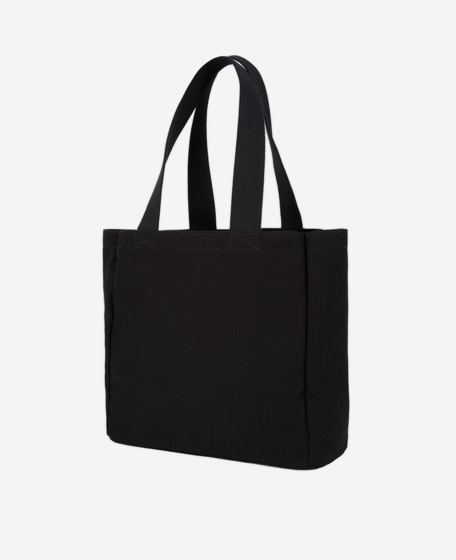 small black tote bag with embroidery and logo