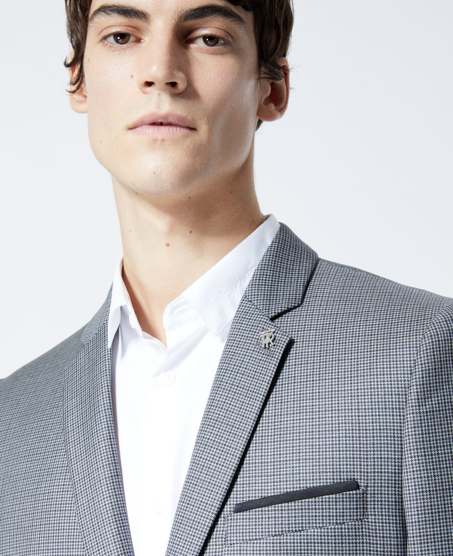 grey wool jacket with houndstooth motif