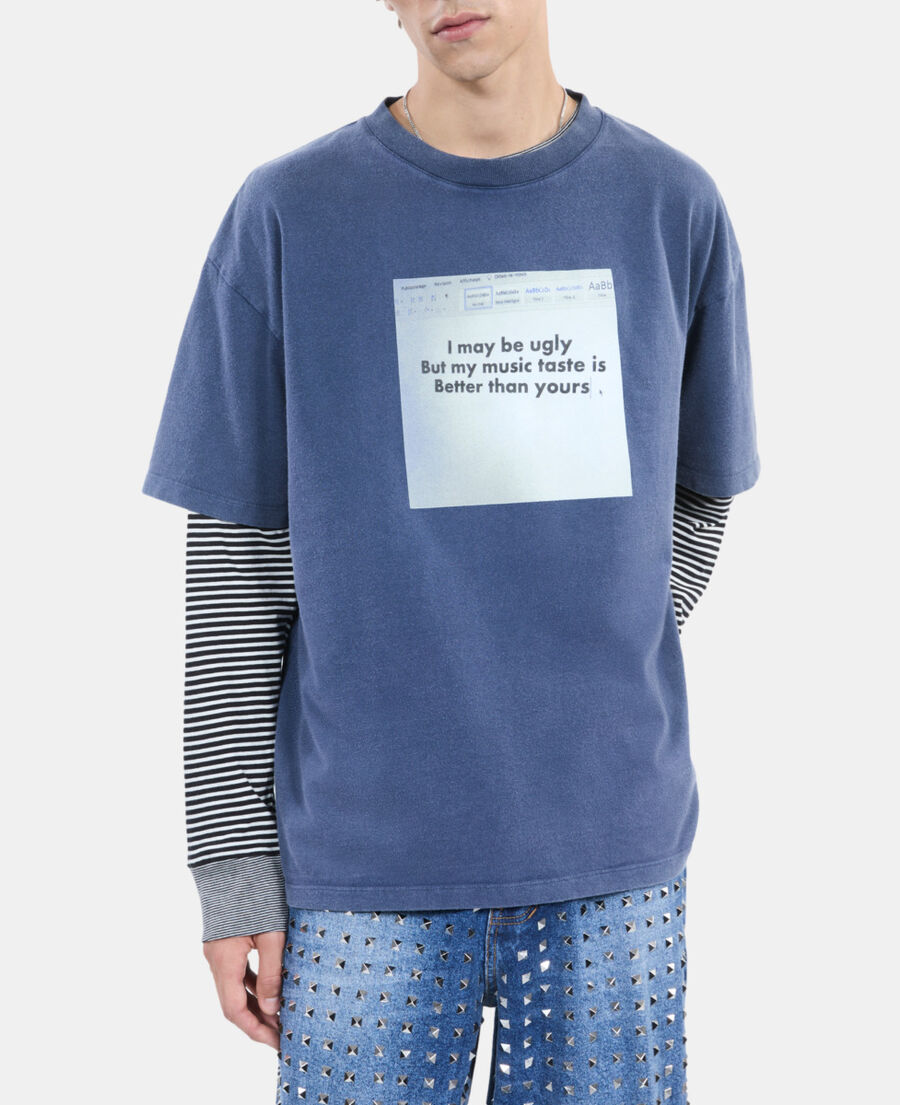 The Kooples MEN DARK BLUE blue t-shirt with serigraphy