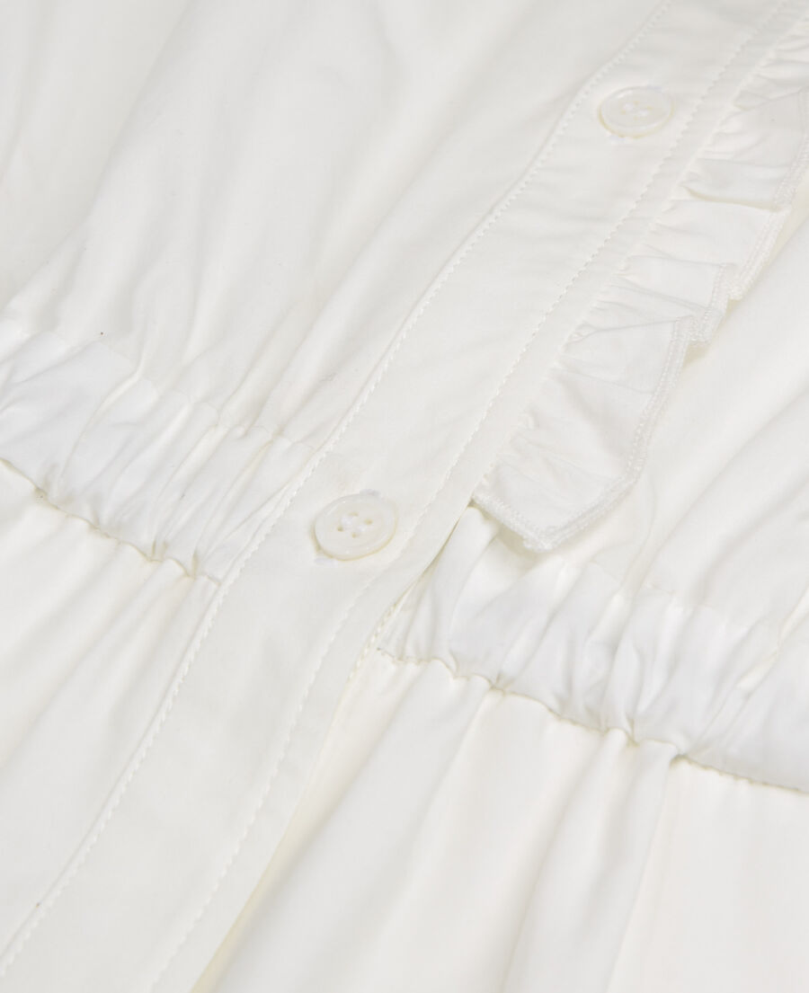 robe blanche en coton col montant boutonnée
