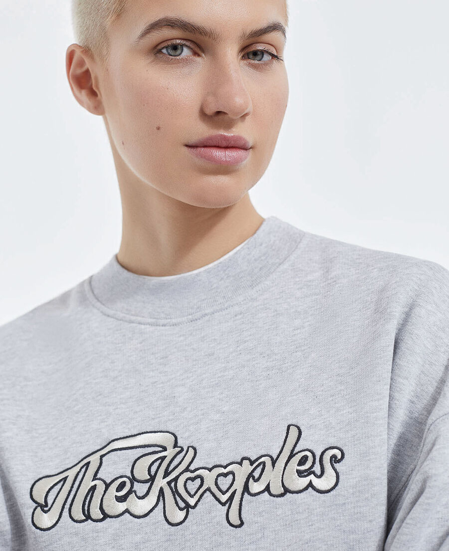 Gray cotton sweatshirt The Kooples heart logo The Kooples US