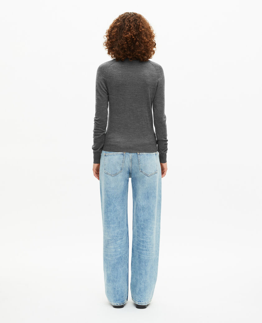 The Kooples WOMEN DARK GREY MELANGE grey merino wool v-neck sweater