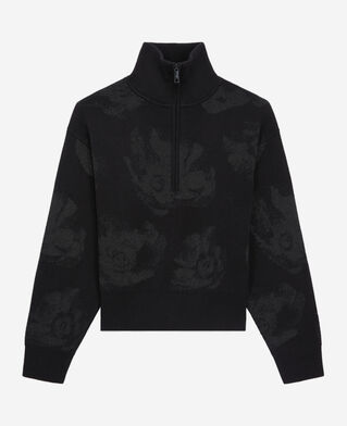 The Kooples FEMME BLACK/BLACK pull noir en laine mélangée avec motifs argenté
