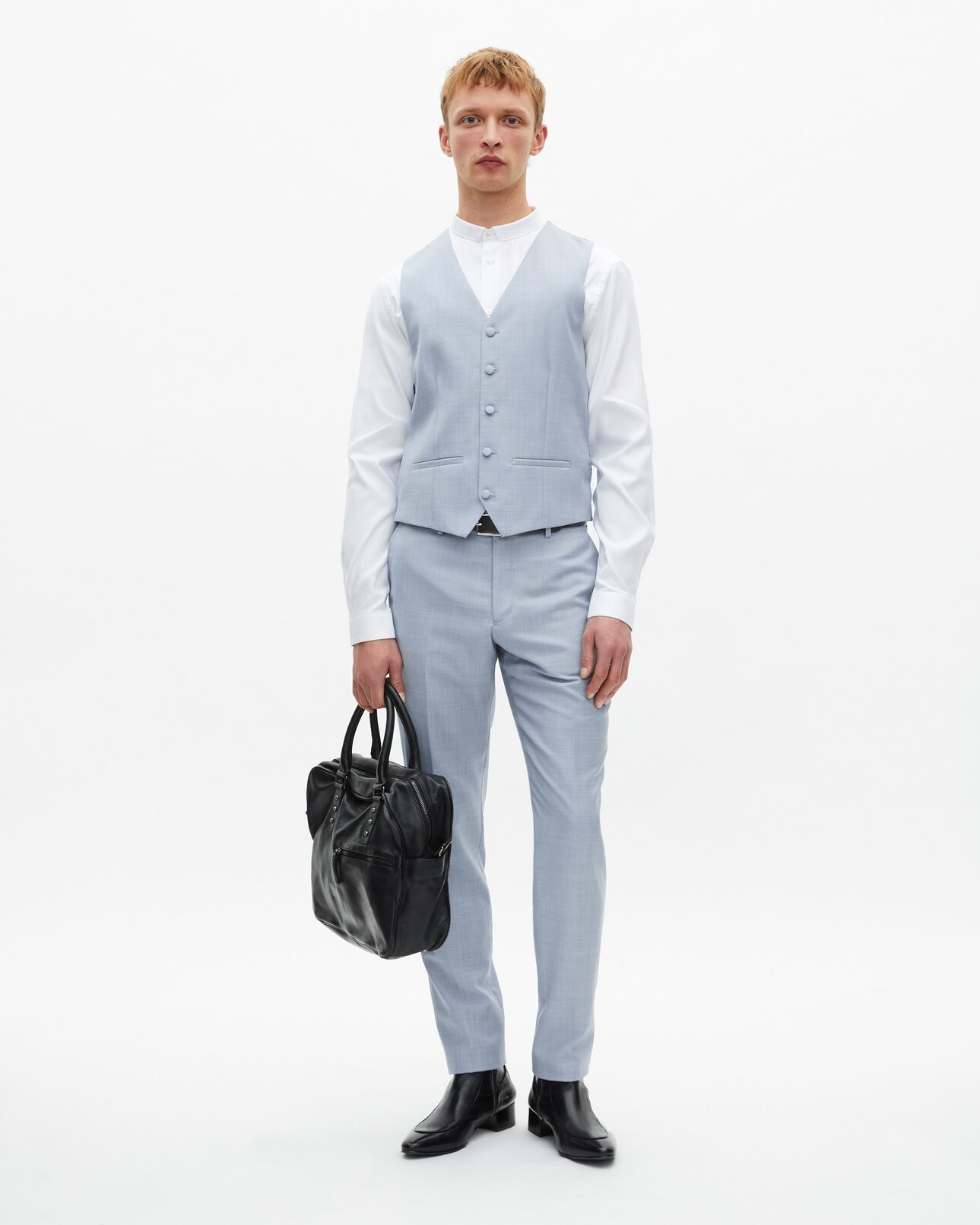 The Kooples HOMBRE BLUE chaleco de traje de lana azul claro de corte entallado