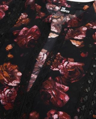 The Kooples DAMEN BLACK - RED bluse mit rosendruck aus bordeauxrotem seidengemisch