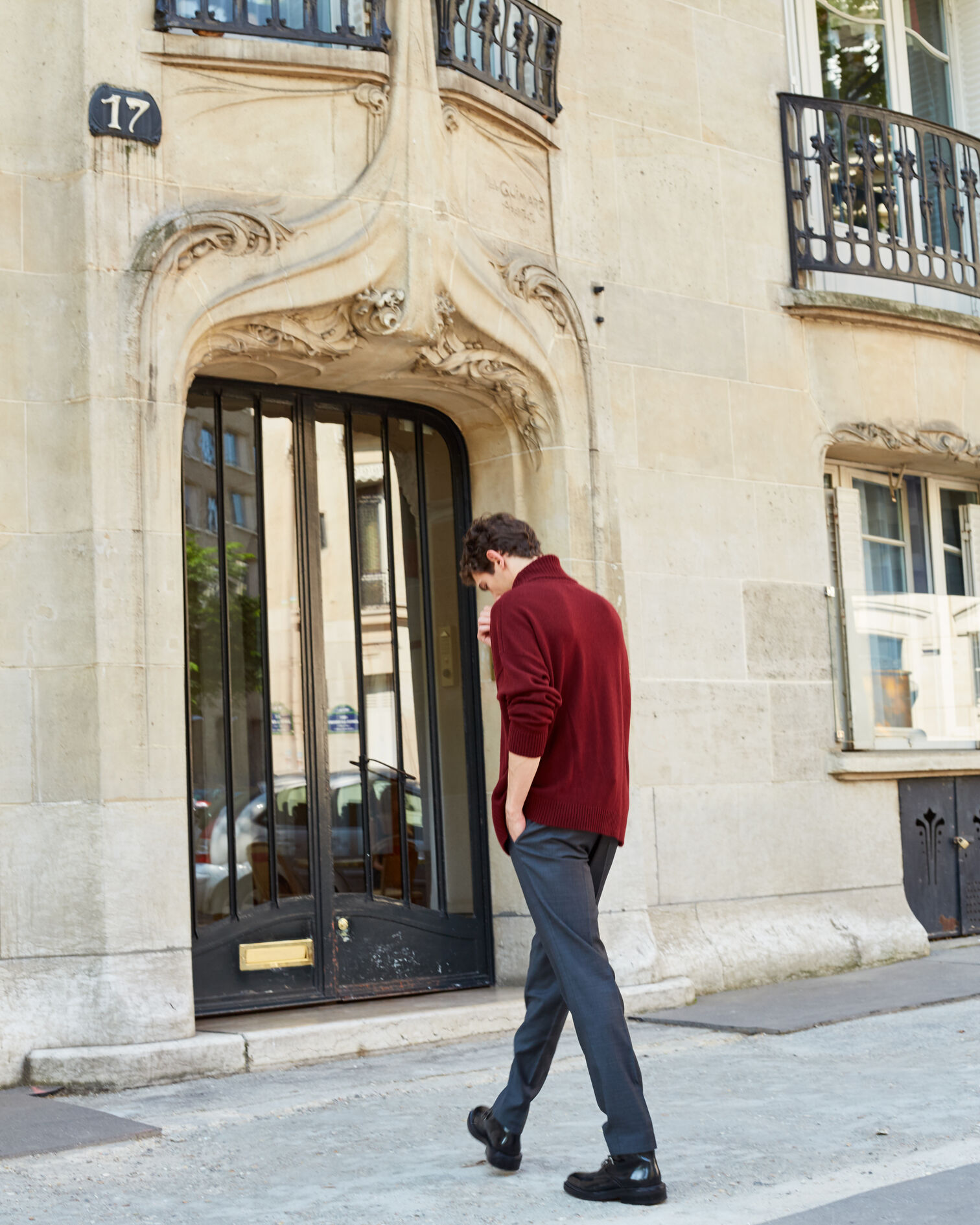 Burgundy wool and cashmere turtleneck jumper, BURGUNDY, hi-res image number null