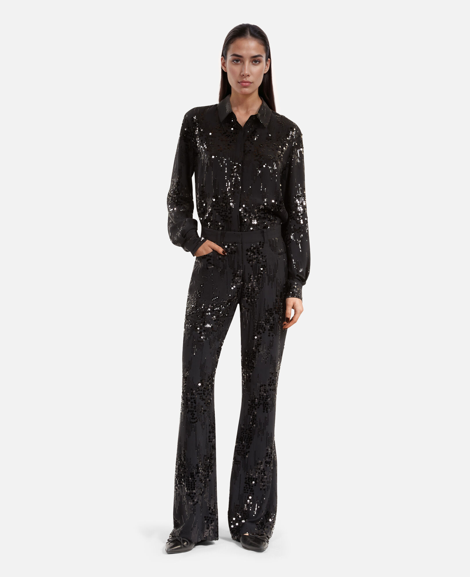 The Kooples FEMME BLACK chemise à sequins noire
