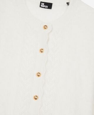 The Kooples FEMME LIGHT BEIGE cardigan en cachemire ecru