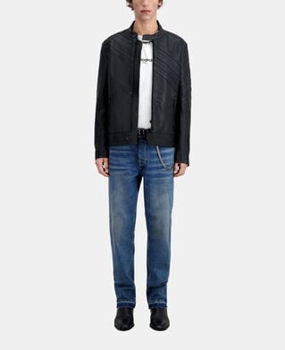 The Kooples HOMME BLACK blouson biker en cuir noir