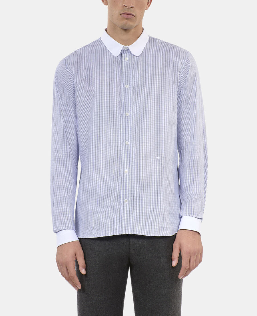 The Kooples HERREN WHITE / BLUE elegantes, blau-weiß kariertes hemd