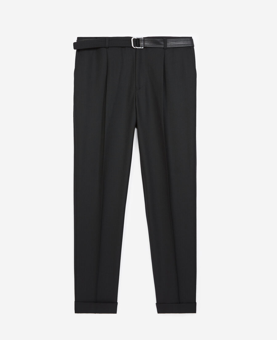 black suit trousers in wool with belt