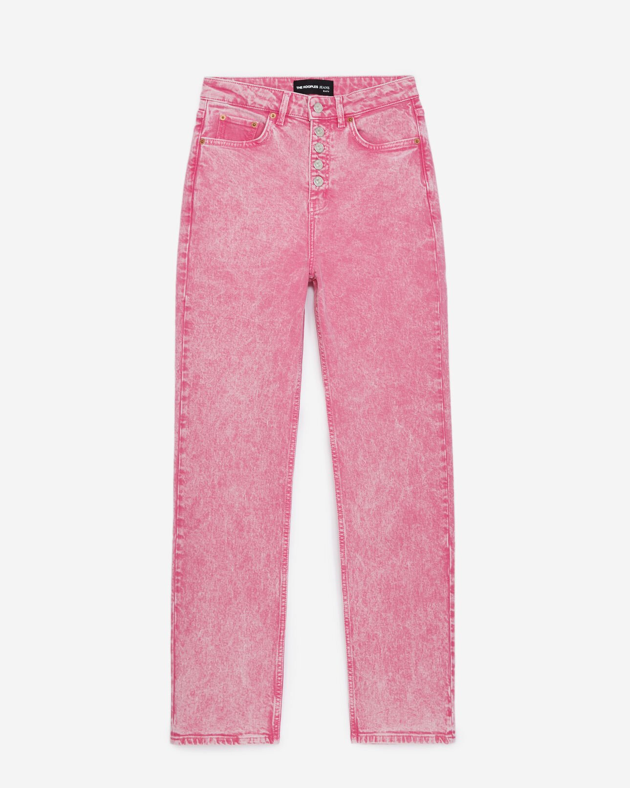 The Kooples DAMEN FRESH PINK jeans rosa hohe taille sichtbare knöpfe