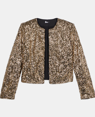 The Kooples FEMME GOLD veste courte &agrave; sequins dor&eacute;s