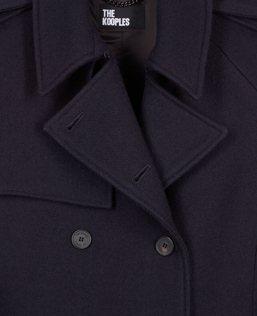 The Kooples F DARK NAVY long navy blue trench style coat